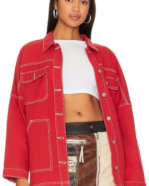 superdown Davey Denim Jacket in Red. Size XS.