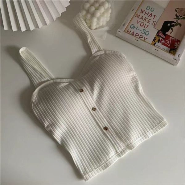 (white, One Size) Crop Top Y2k Corset Summer Fashion Knit Vest