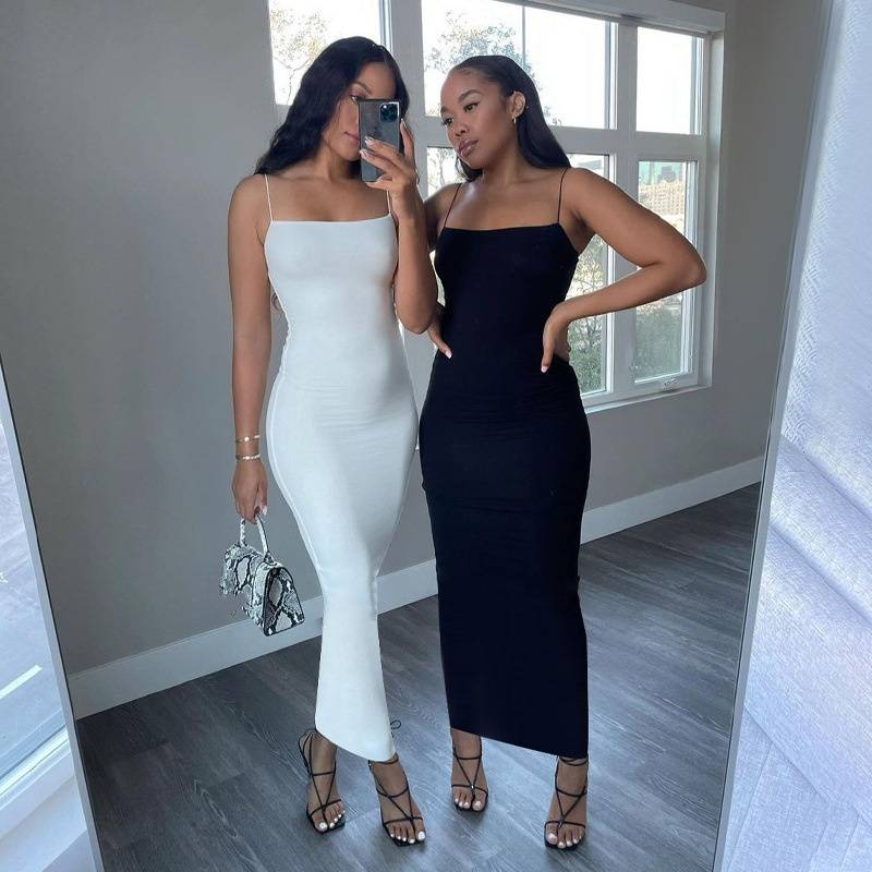 Backless Deep V-Neck Dresses with Architectural Cut