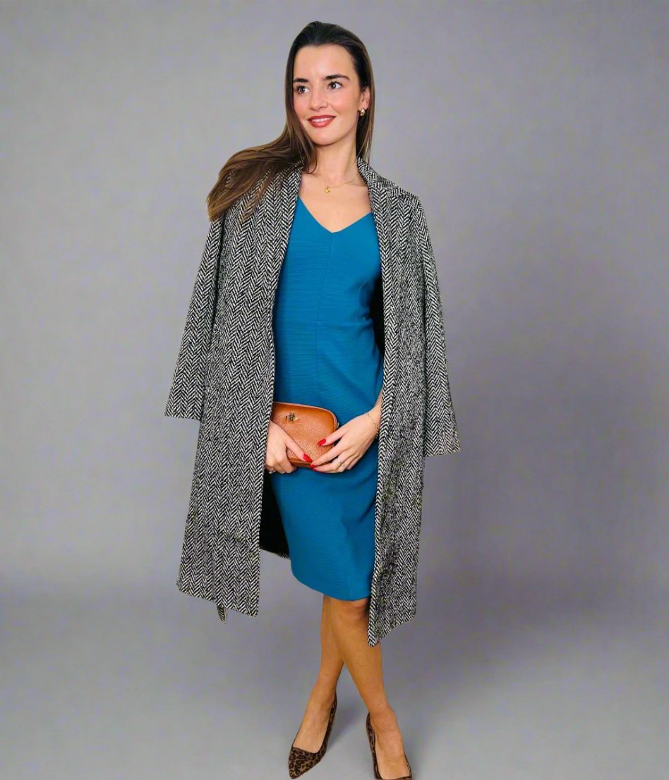 Ribbed Knit V-Neck Dresses in Elongating Proportions