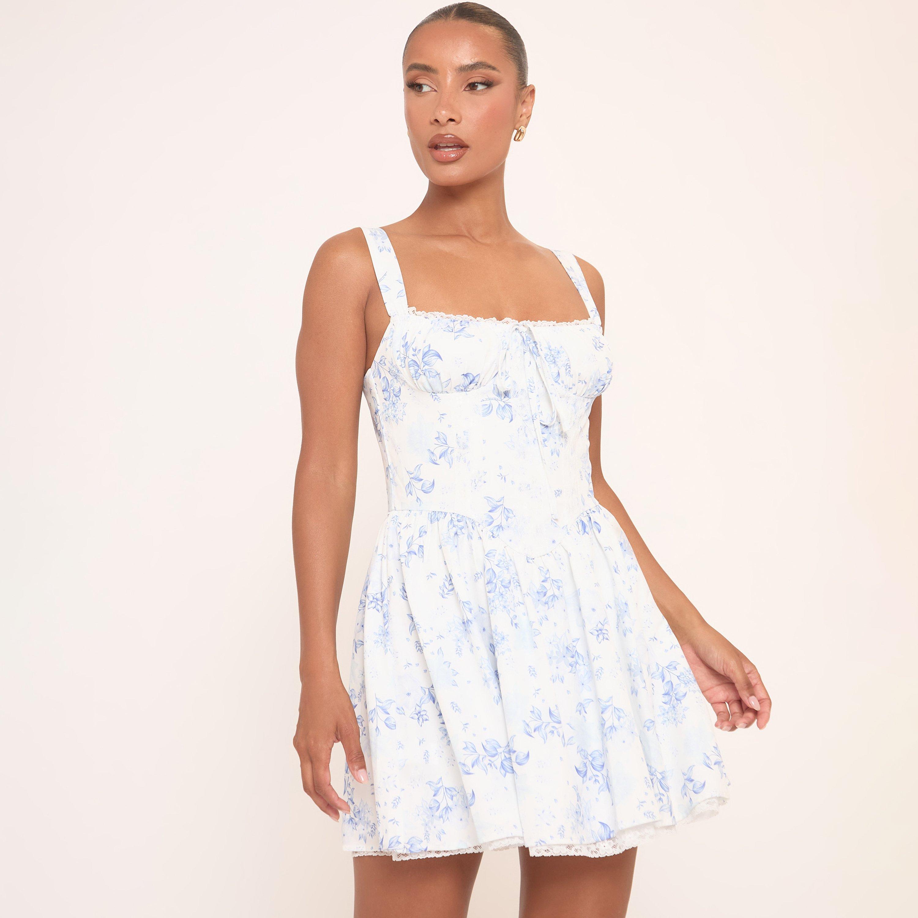 Short Ruched Dresses in Floral Prints
