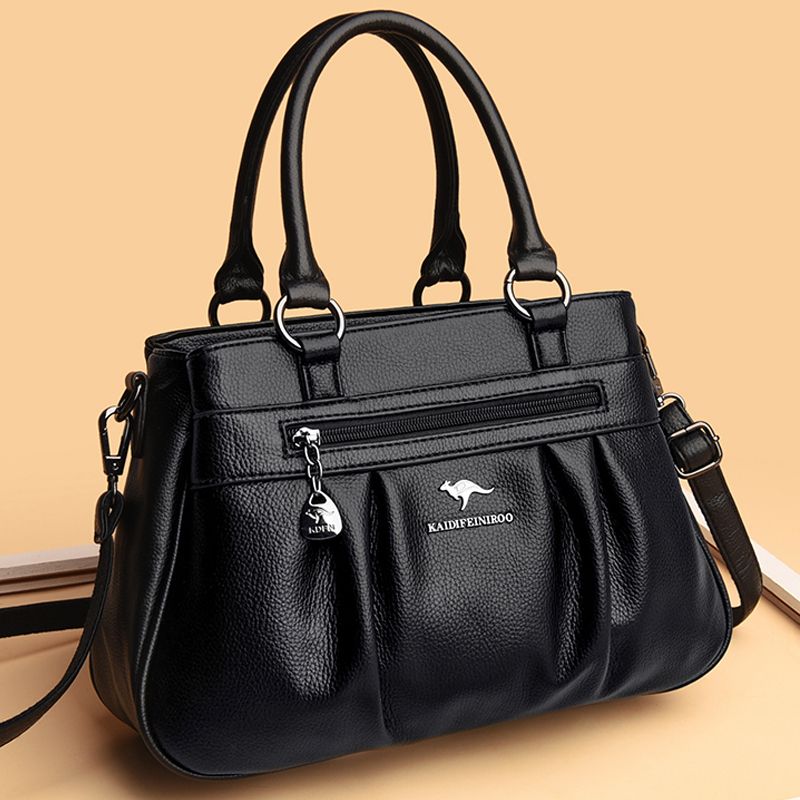 Structured Leather Tote Bags in Black
