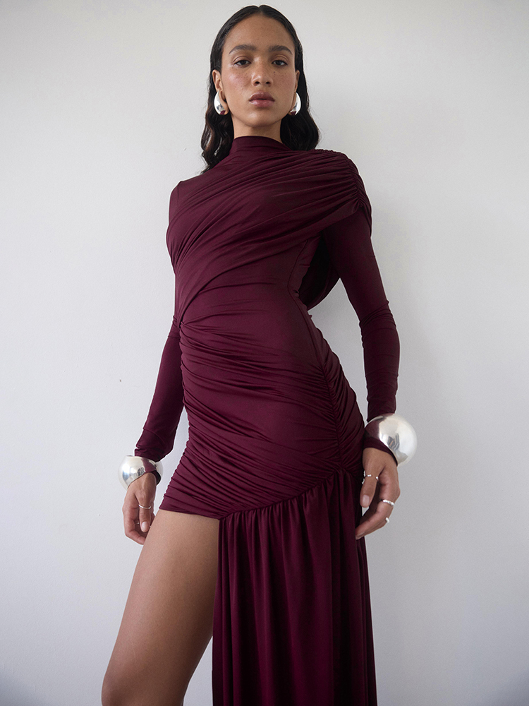 Long Ruched Dresses for Elongated Silhouettes