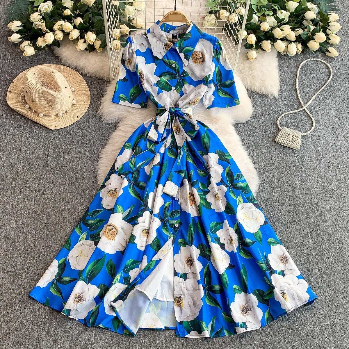 Midi A-Line Dresses with Textured Fabric