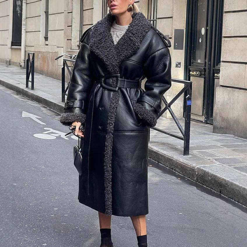Cropped Leather Jackets with Belted Waists for Definition