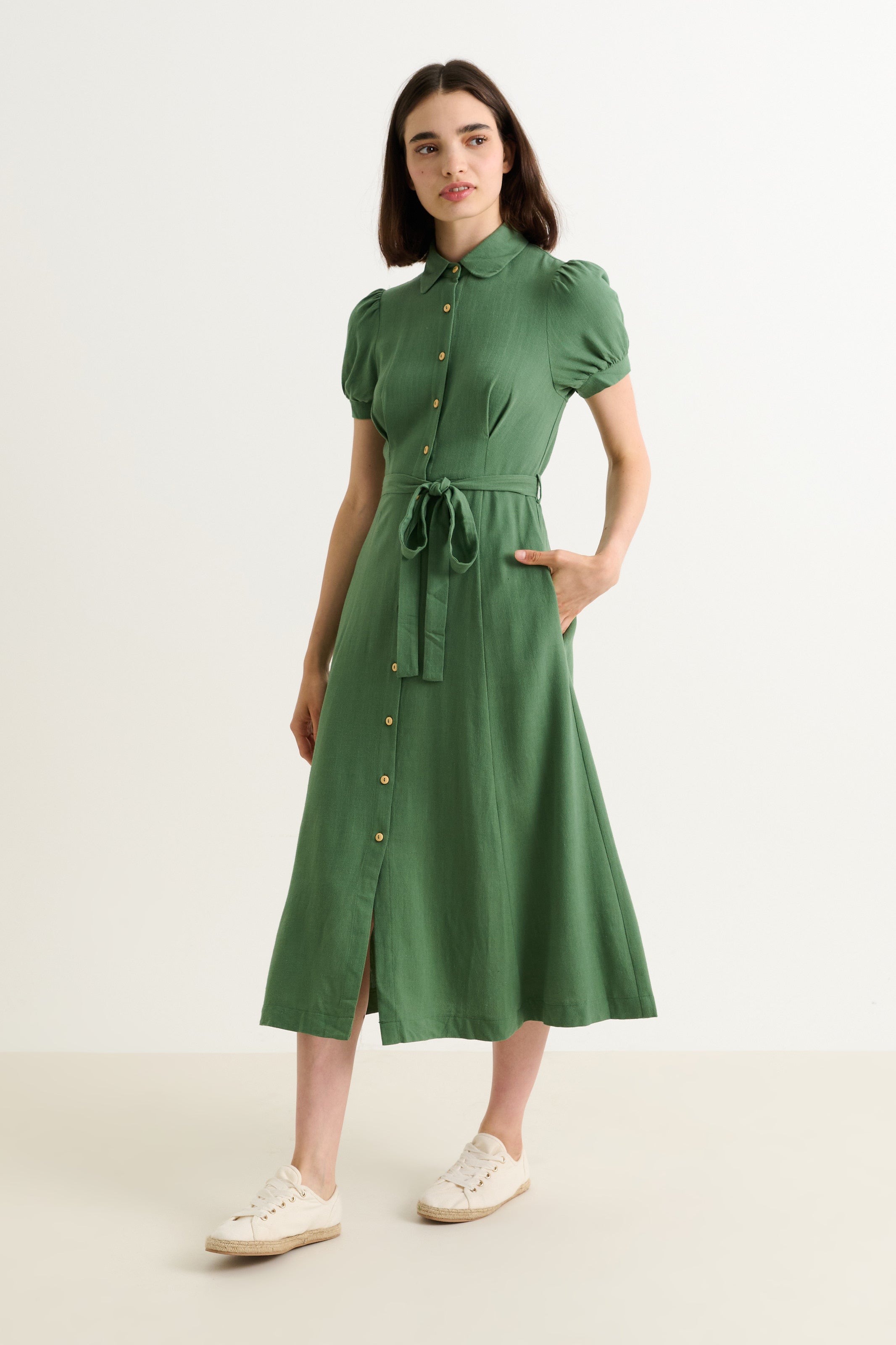 Linen Midi Nude Dresses for Summer