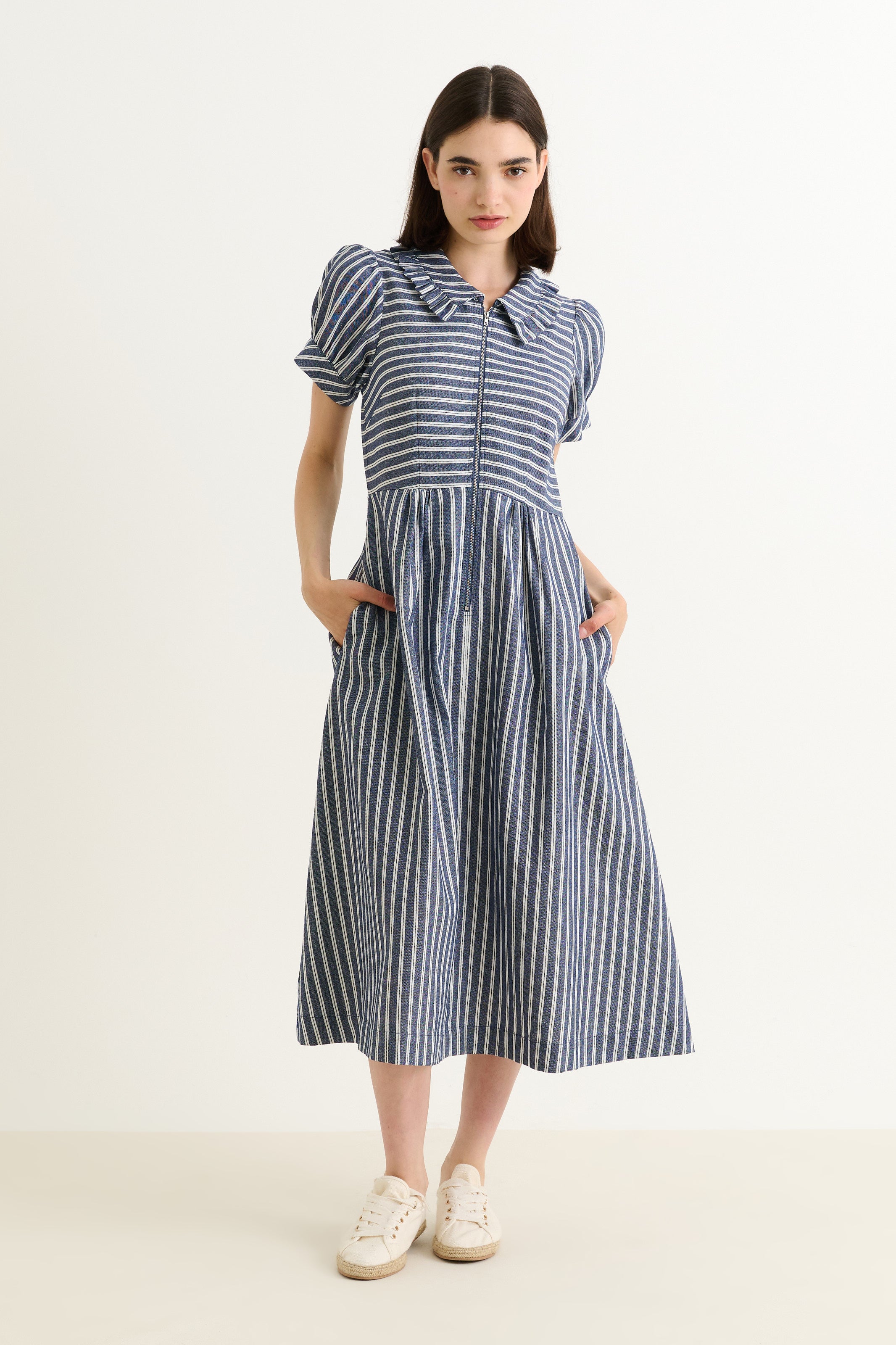 Mustard Dresses With Stripe Prints