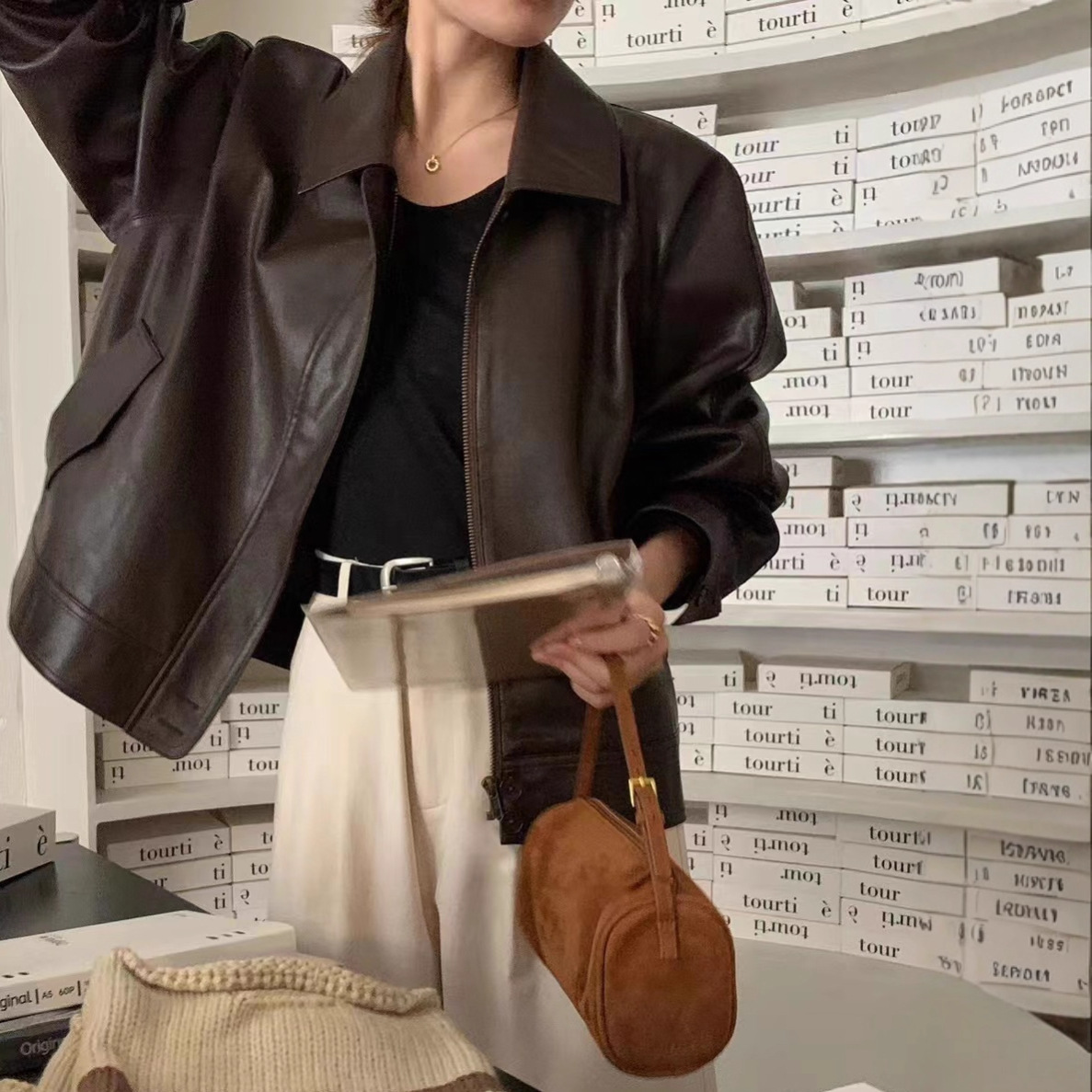 Faux Leather Biker Jackets with Oversized Silhouettes