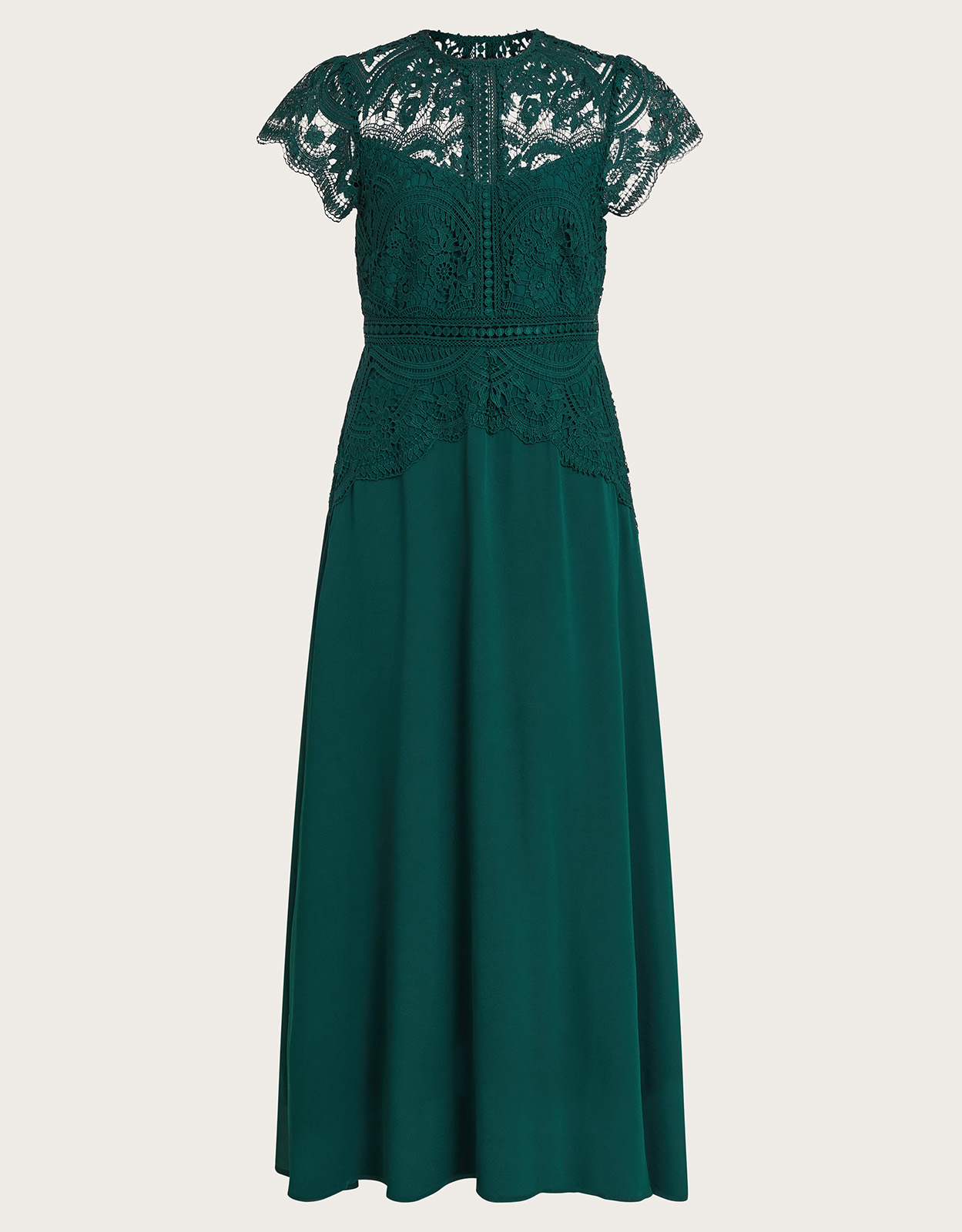 Monica Lace Midi Bridesmaid Dress Green