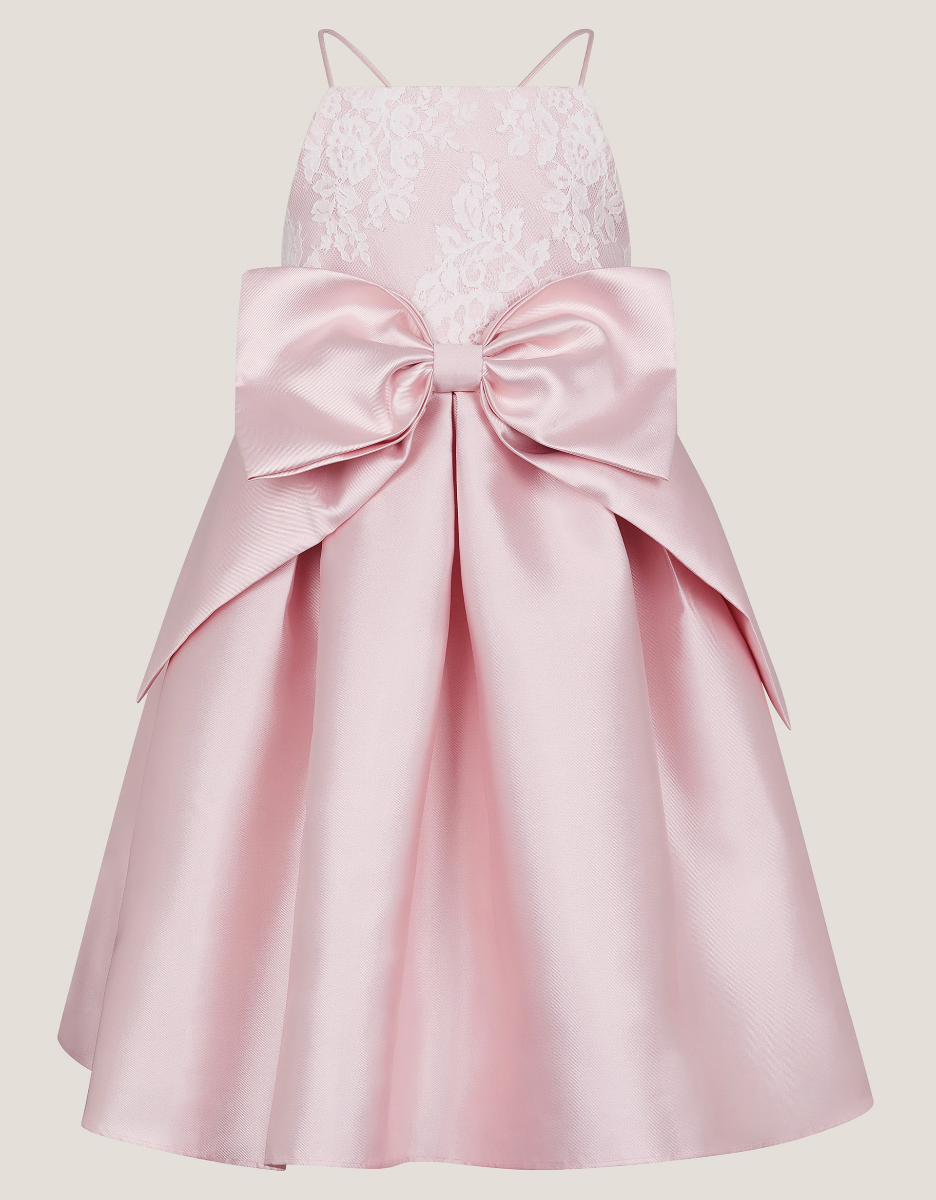 Juniper Satin Lace Bow Bridesmaid Dress Pink