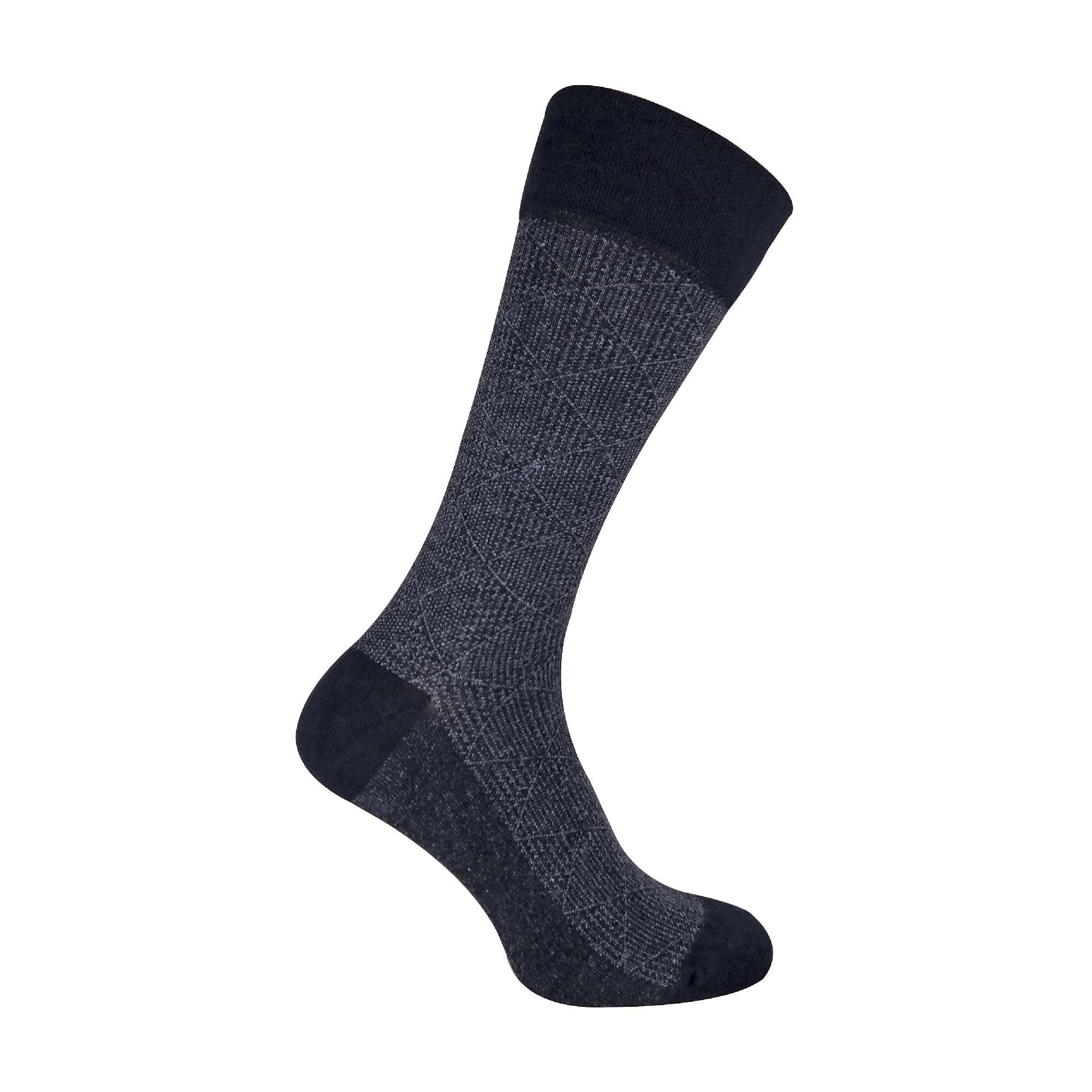 Pack Mens Luxury Breathable Bamboo Suit Dress Socks - - Black Grey Twisted Diamonds