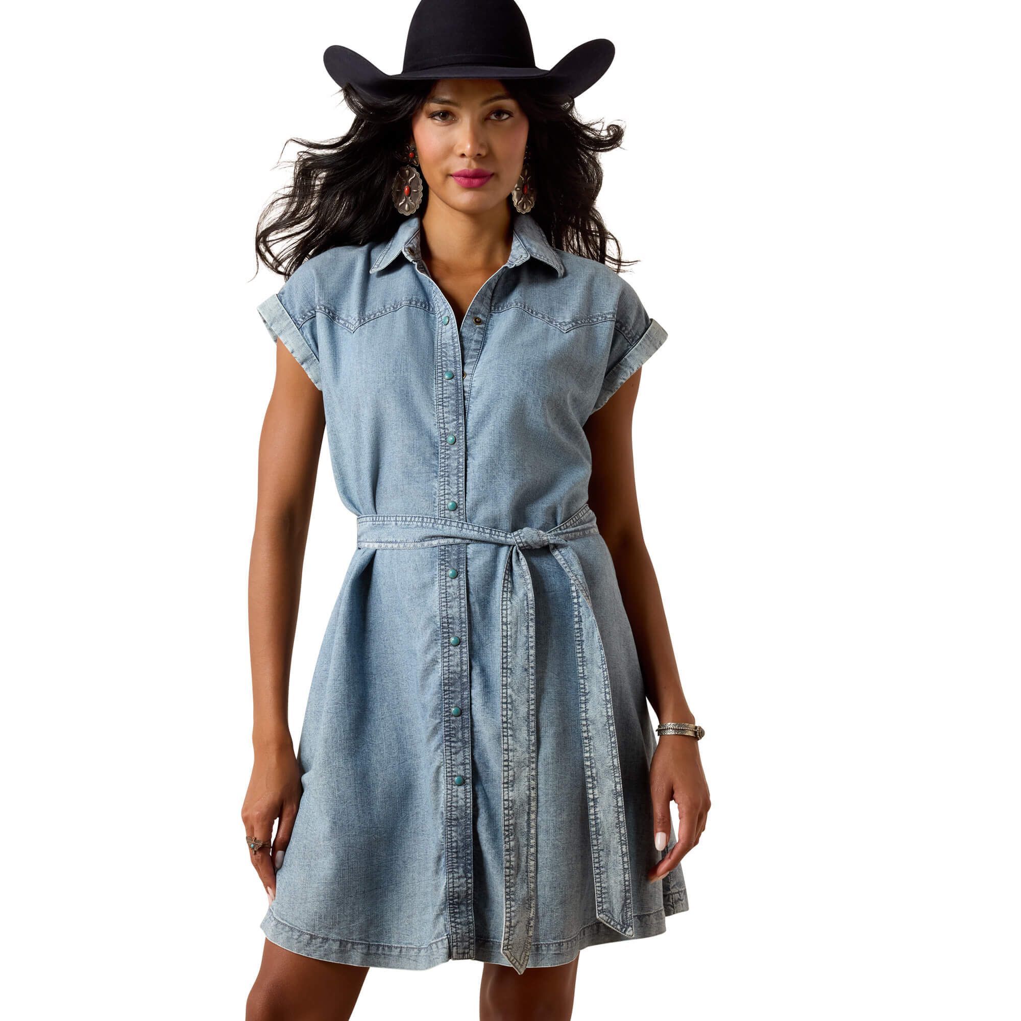 Women's Hampton Denim Dress in Medium Blue, Size Medium, by Ariat