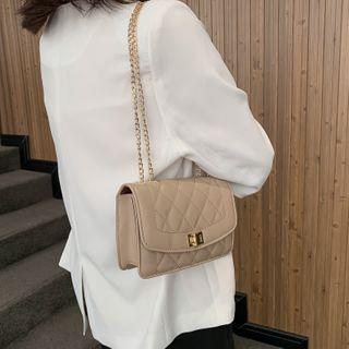 Quilted Chain Strap Crossbody Bag Black