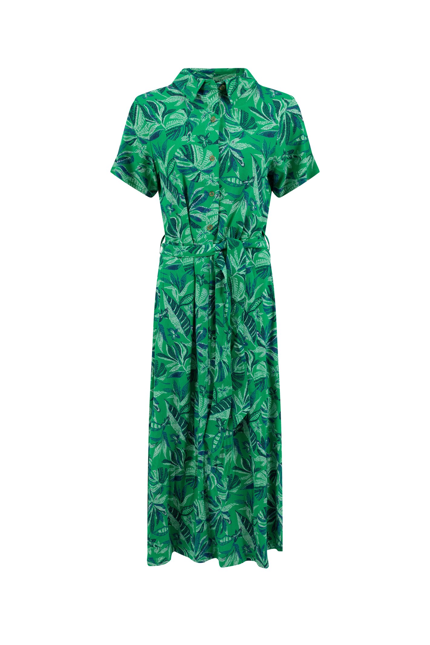 Weird Fish Neem Printed Shirt Dress Cactus Green Size