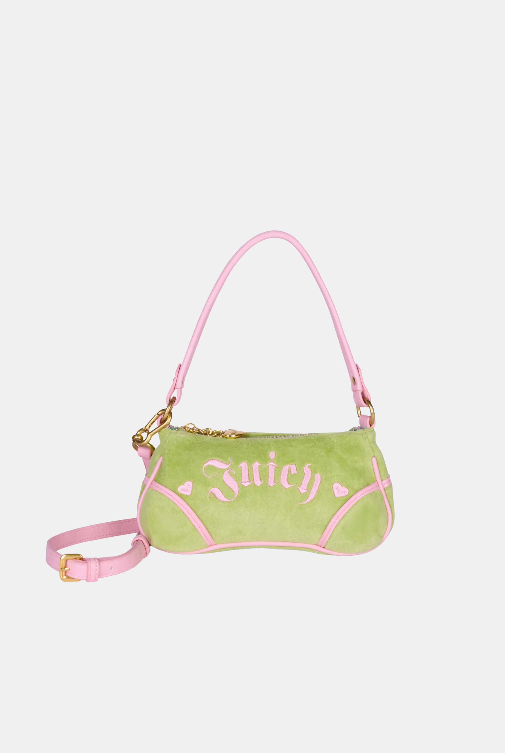 PISTACHIO GREEN & PINK VELOUR MINI HANDBAG - ONE Green