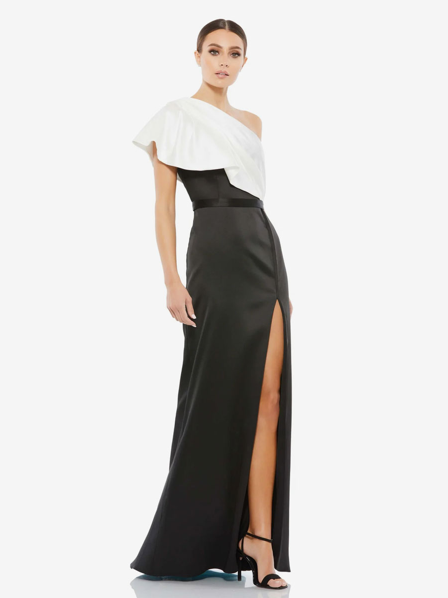 Evening Dress Mermaid One-Shoulder With Train Sleeveless Zipper Split Front Birthday Formal Party Dresses Free Customization