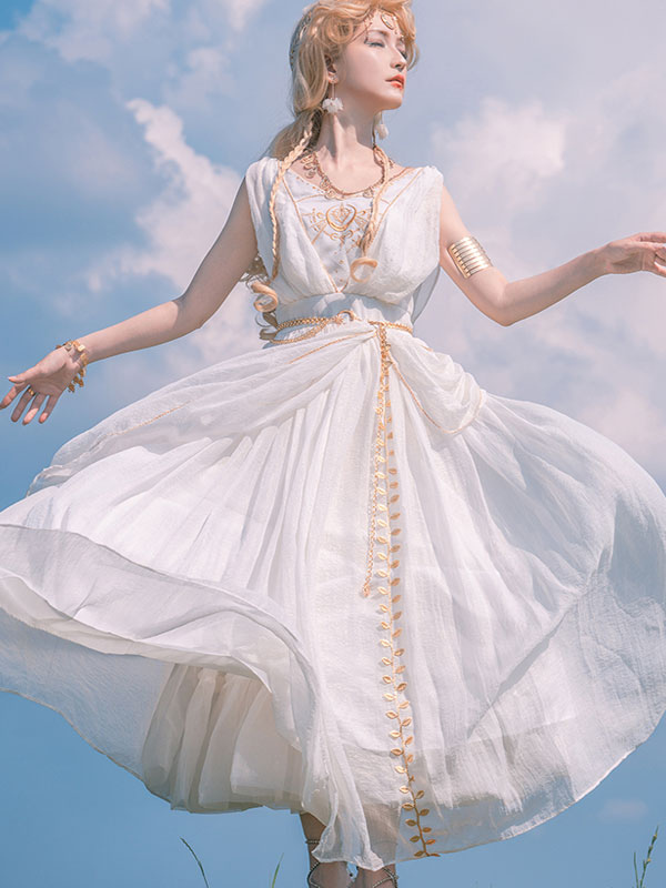 Academic Lolita Outfits White Embroidered Sleeveless Dress Cloak Accessory