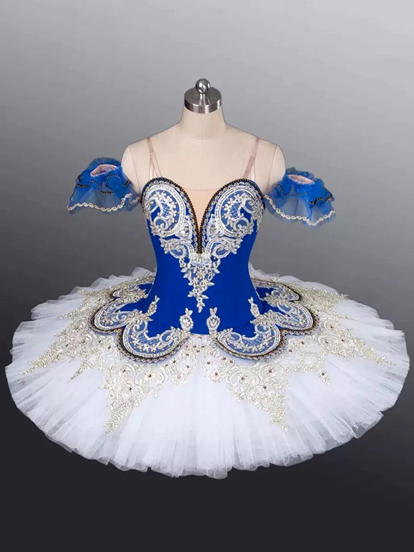 Ballet Dance Costumes Blue Women's Kid's Ballerina Ruffles Lace Polyester Dress Dancing Wear