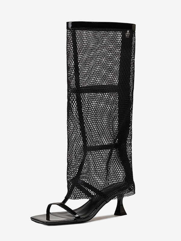 Kitten Heel Sandal Boots Mesh Open Toe Sandal Shoes For Women
