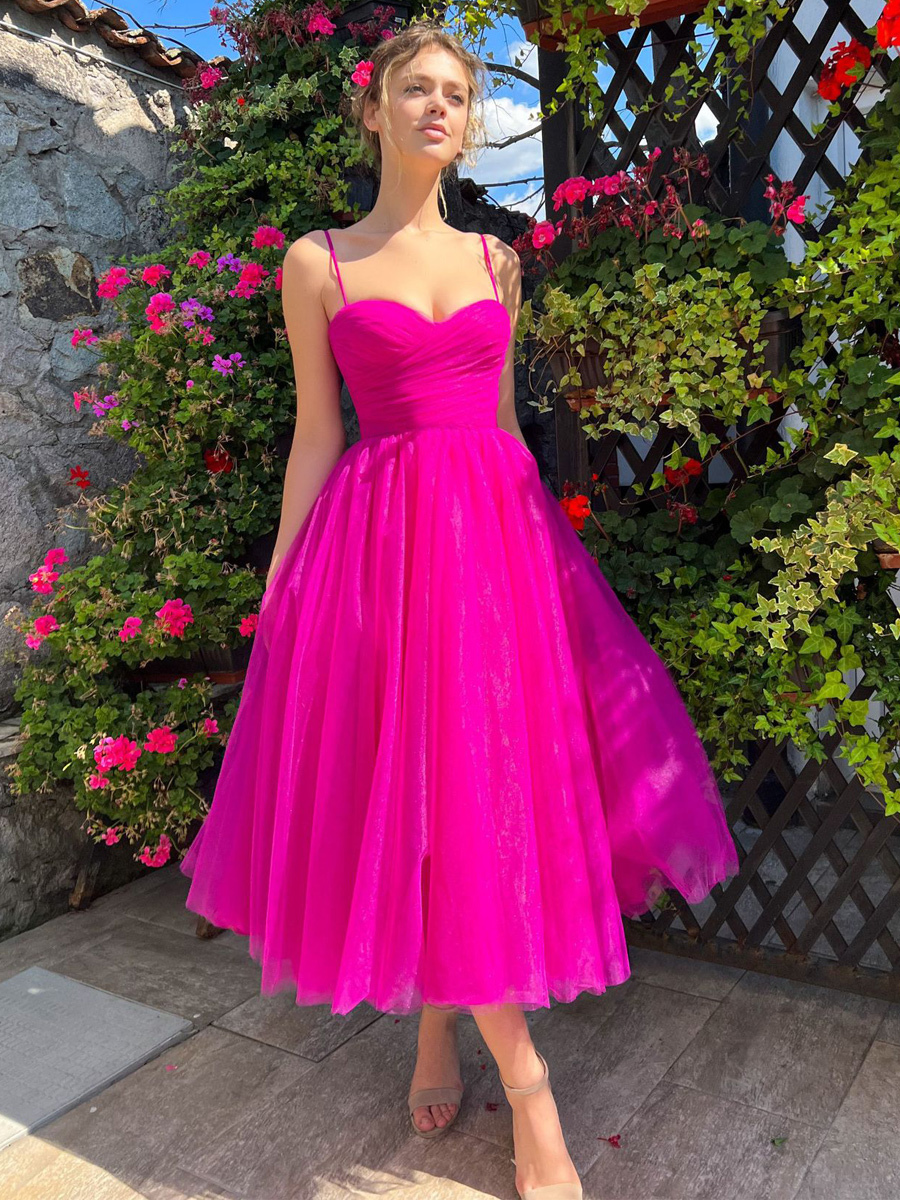 Sweetheart Neckline Tulle A-line Midi Slip Dress For Birthday Party