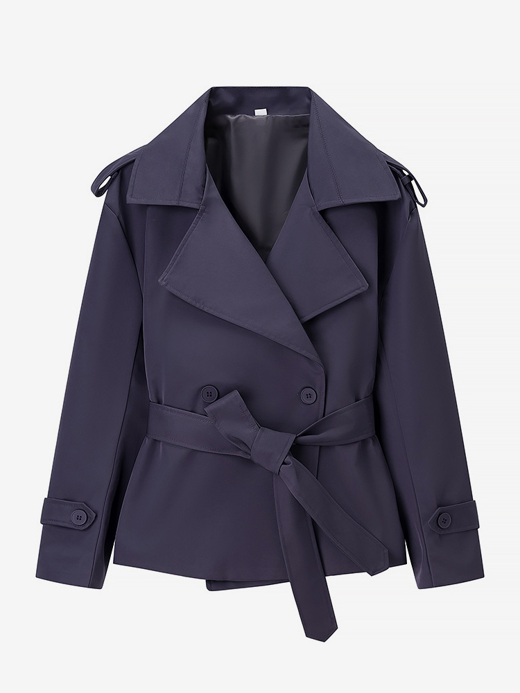 Cropped Trench Coat Women's Short Jacket - Chic Belted Slim Fit Windbreaker - Spring Office-to-dinner Daily Outerwear