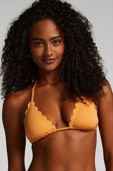 Hunkemöller Scallop Lurex Triangle Bikini Top Orange