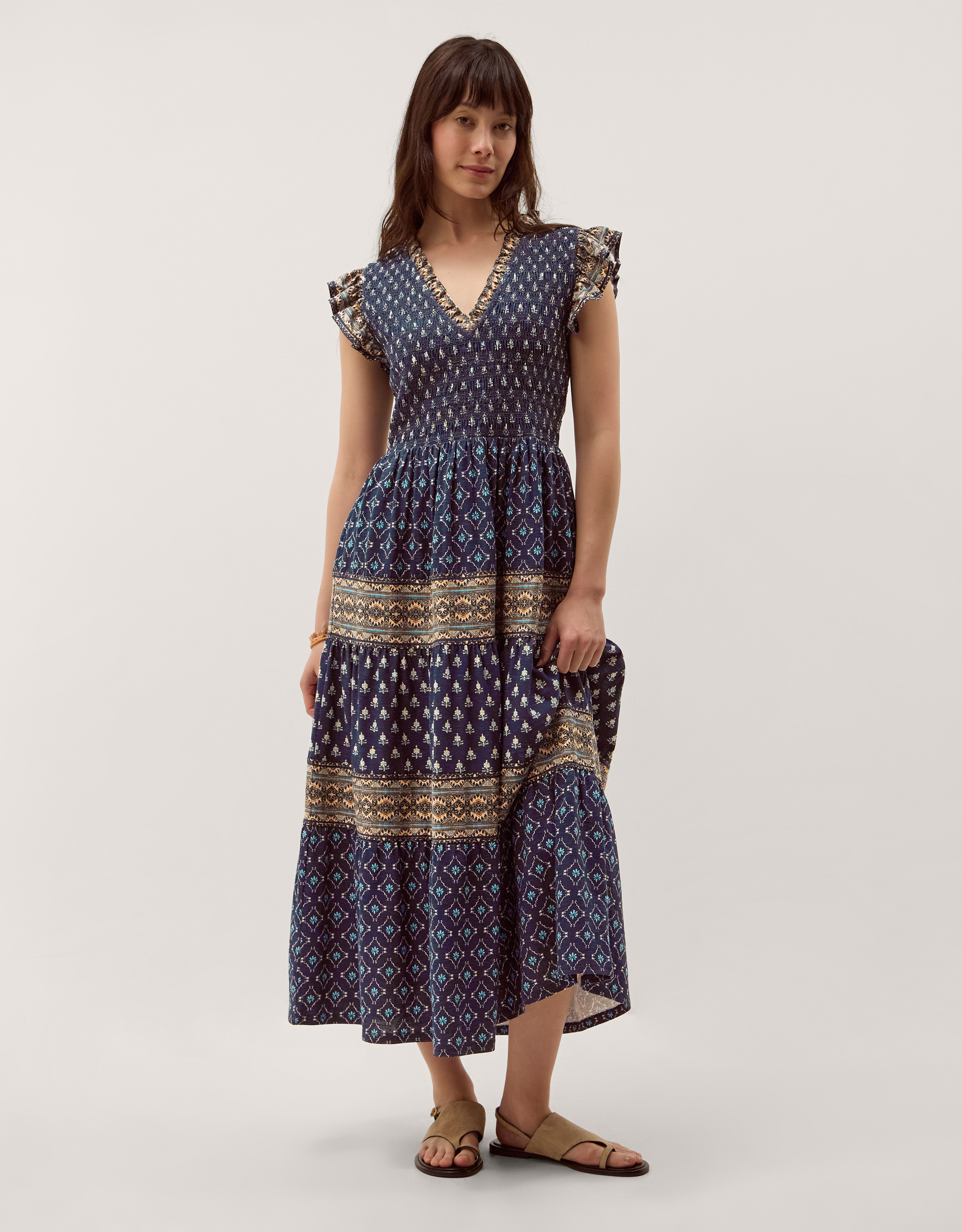 Amaya Print Jersey Maxi Dress Blue