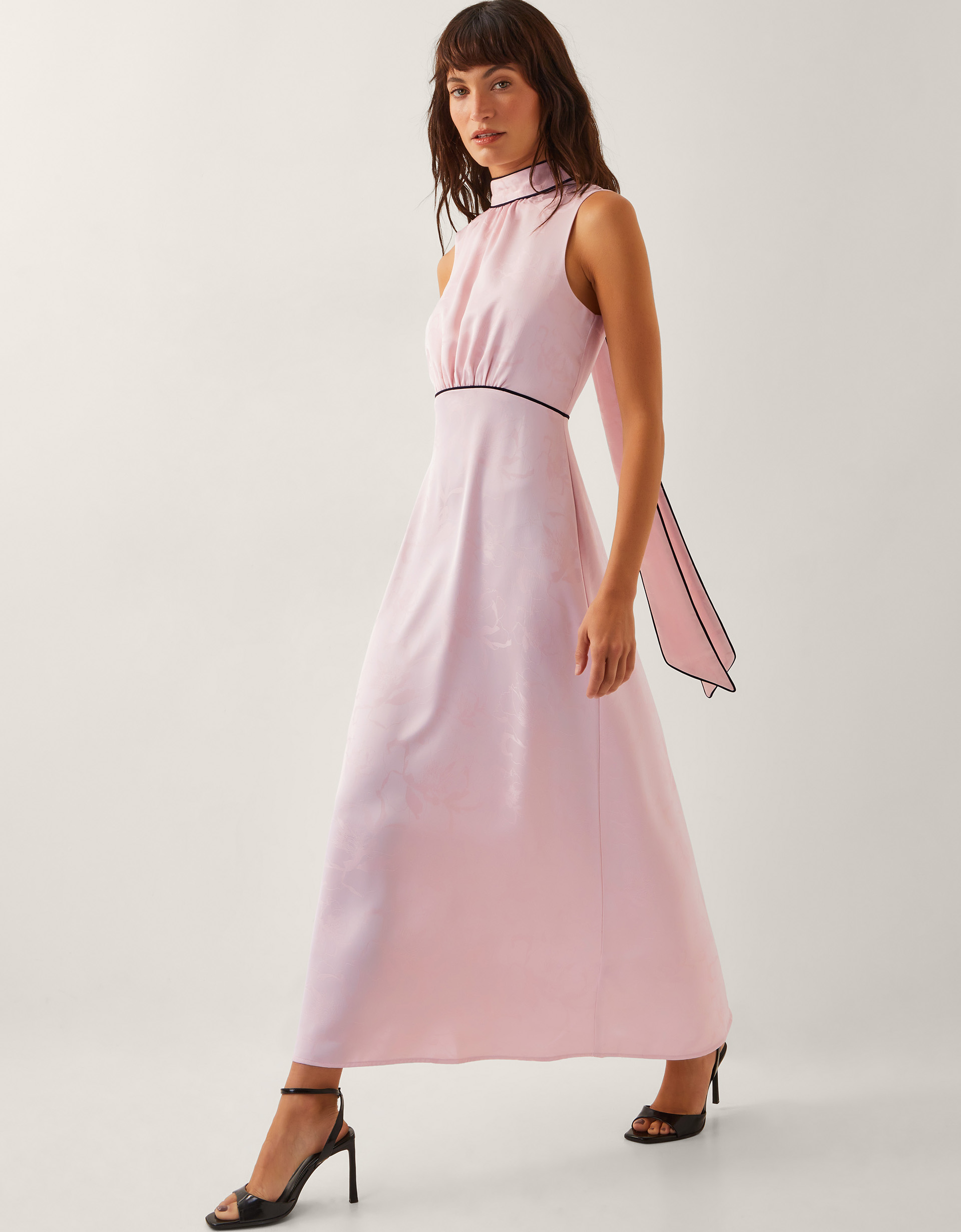 Maeve Sleeveless Satin Midi Dress Pink
