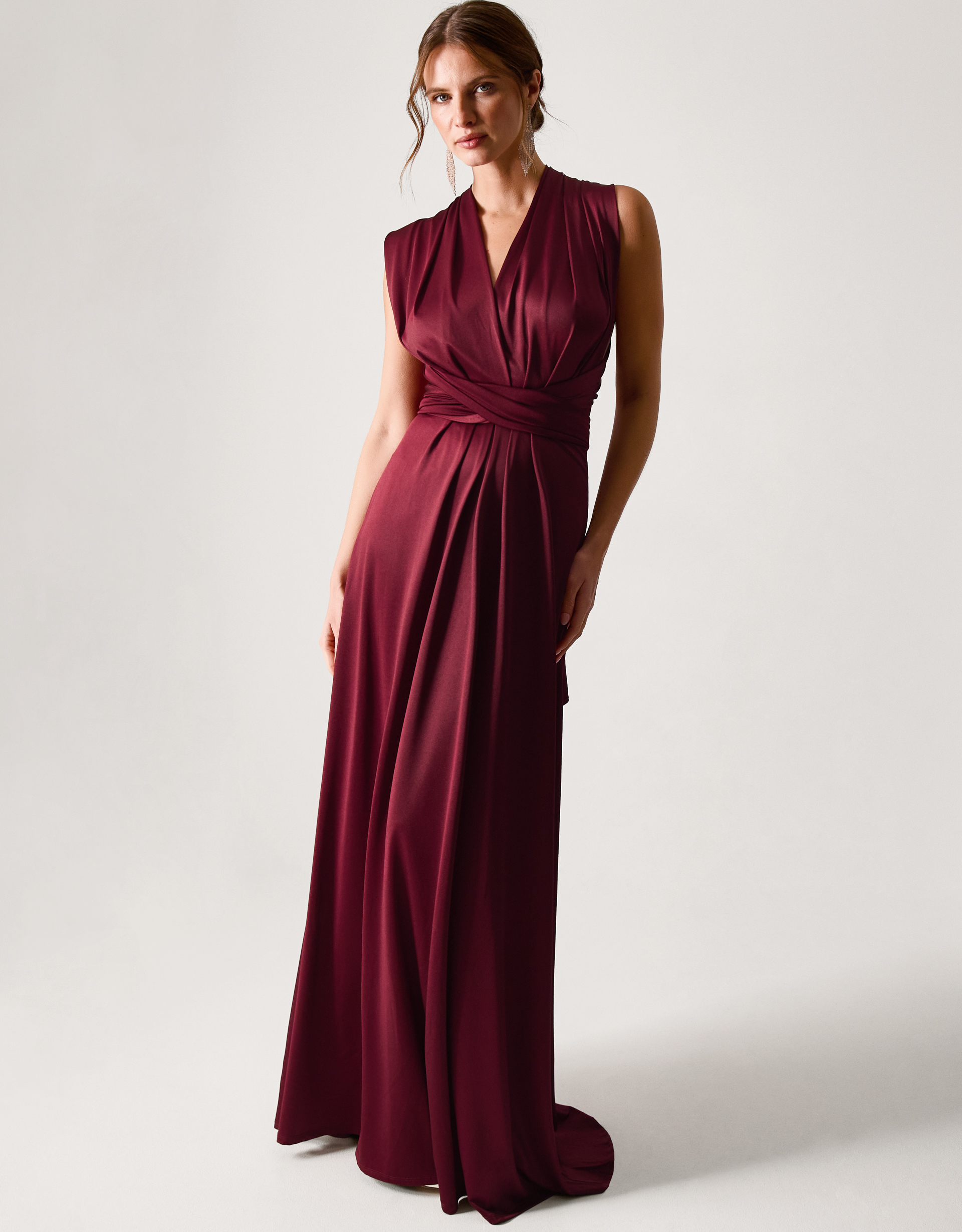 Monsoon Women's Burgundy Thea Multiway Bridesmaid Dress, Size: