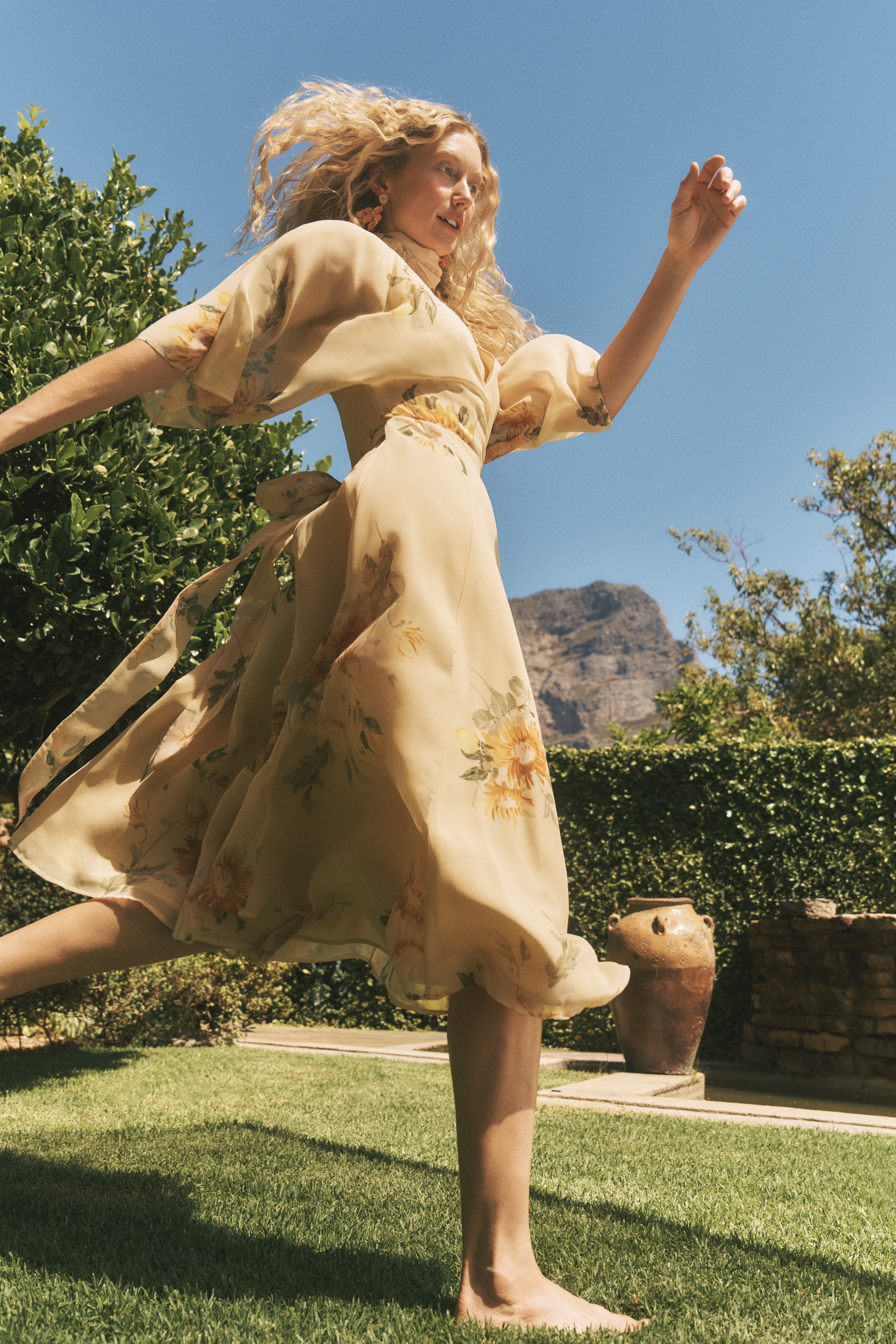 Sukhi Sunflower Midi Wrap Dress Yellow