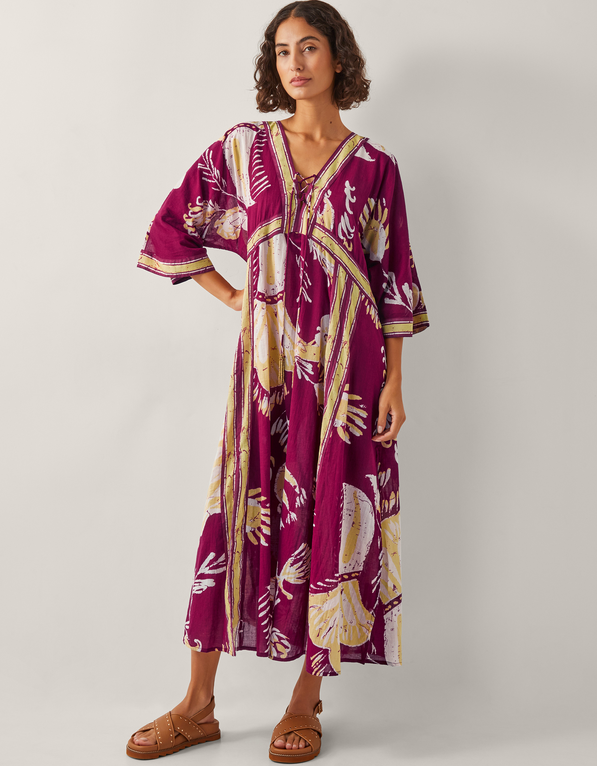 Amisha Kaftan Midi Dress Red