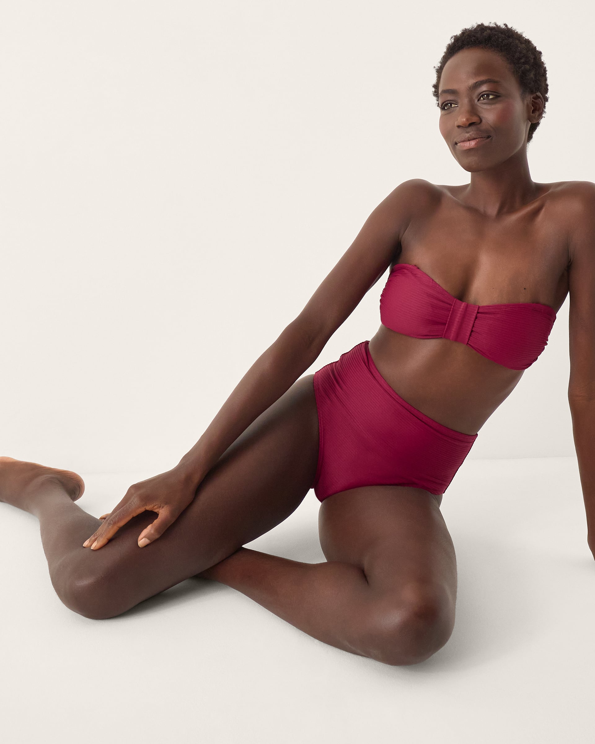 Mia High Waist Bikini Bottom Red
