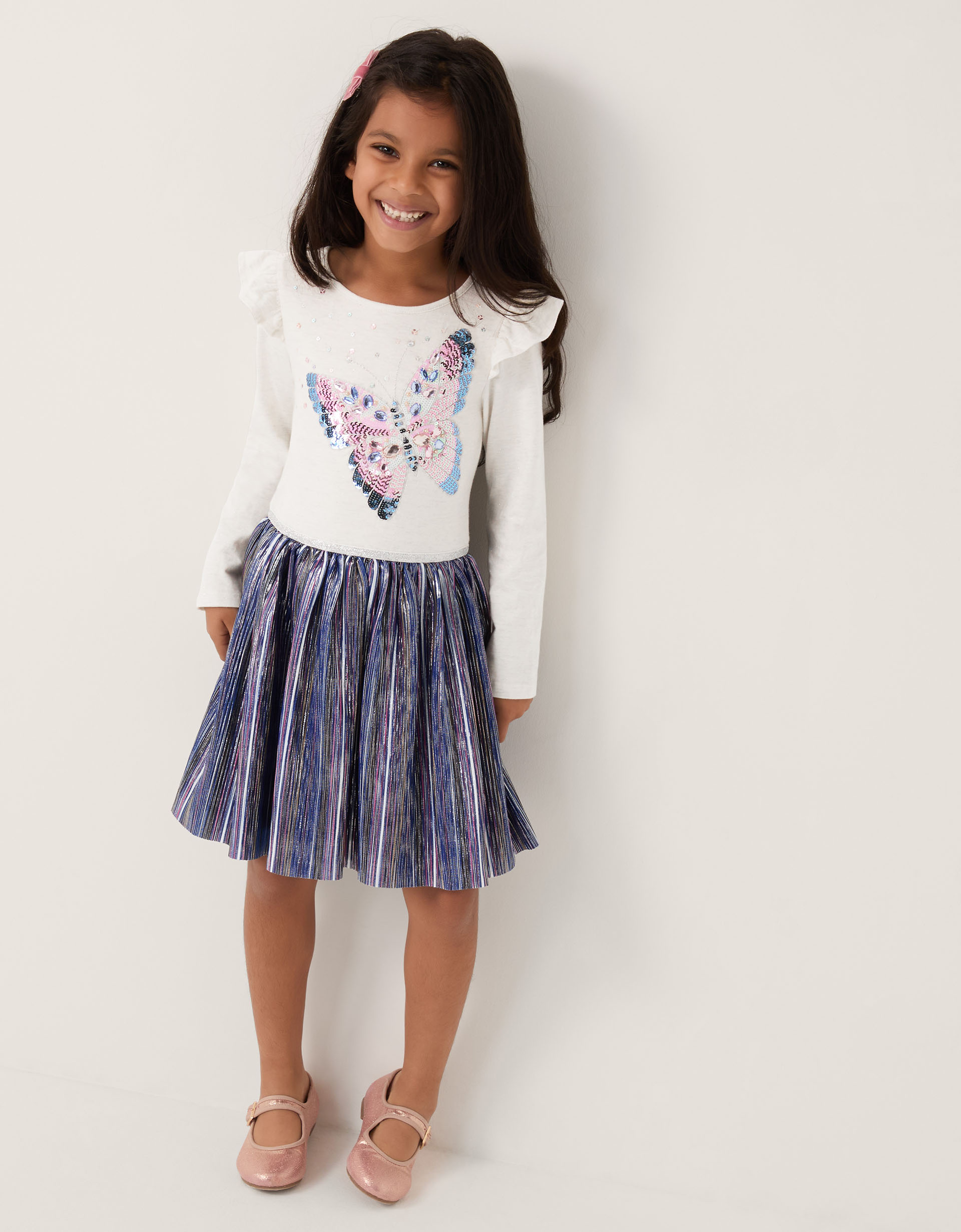 Butterfly Sequin Disco Dress Blue