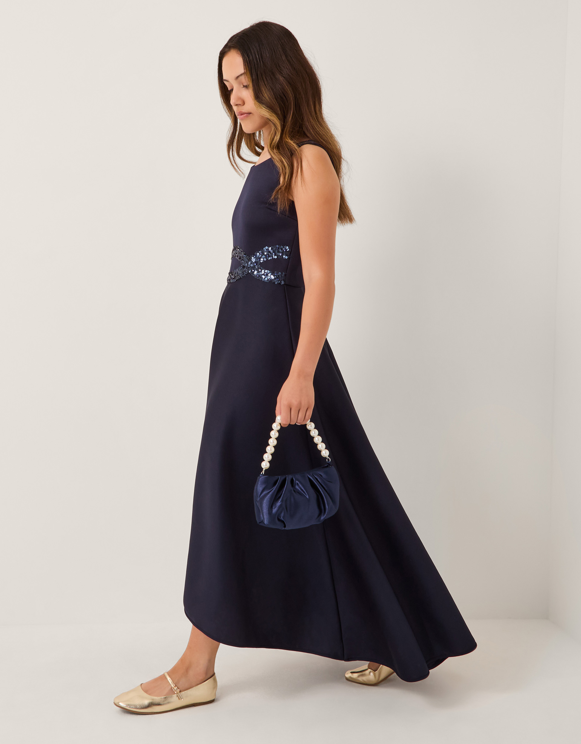 Sleeveless Sequin Prom Dress Blue