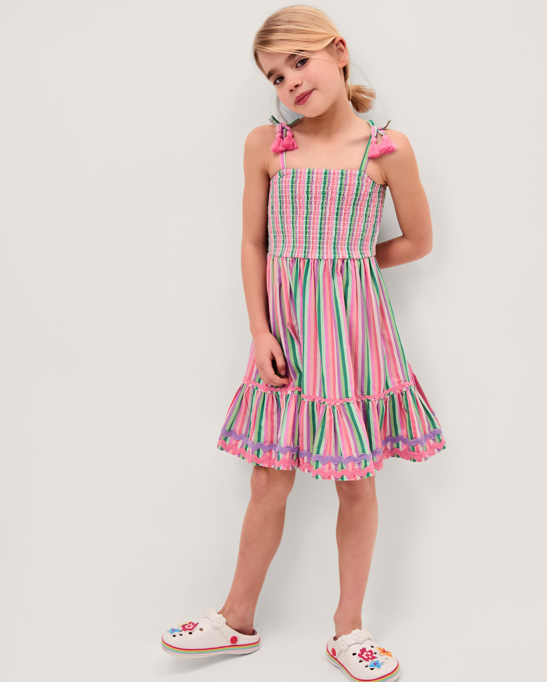 Strappy Stripe Dress Green