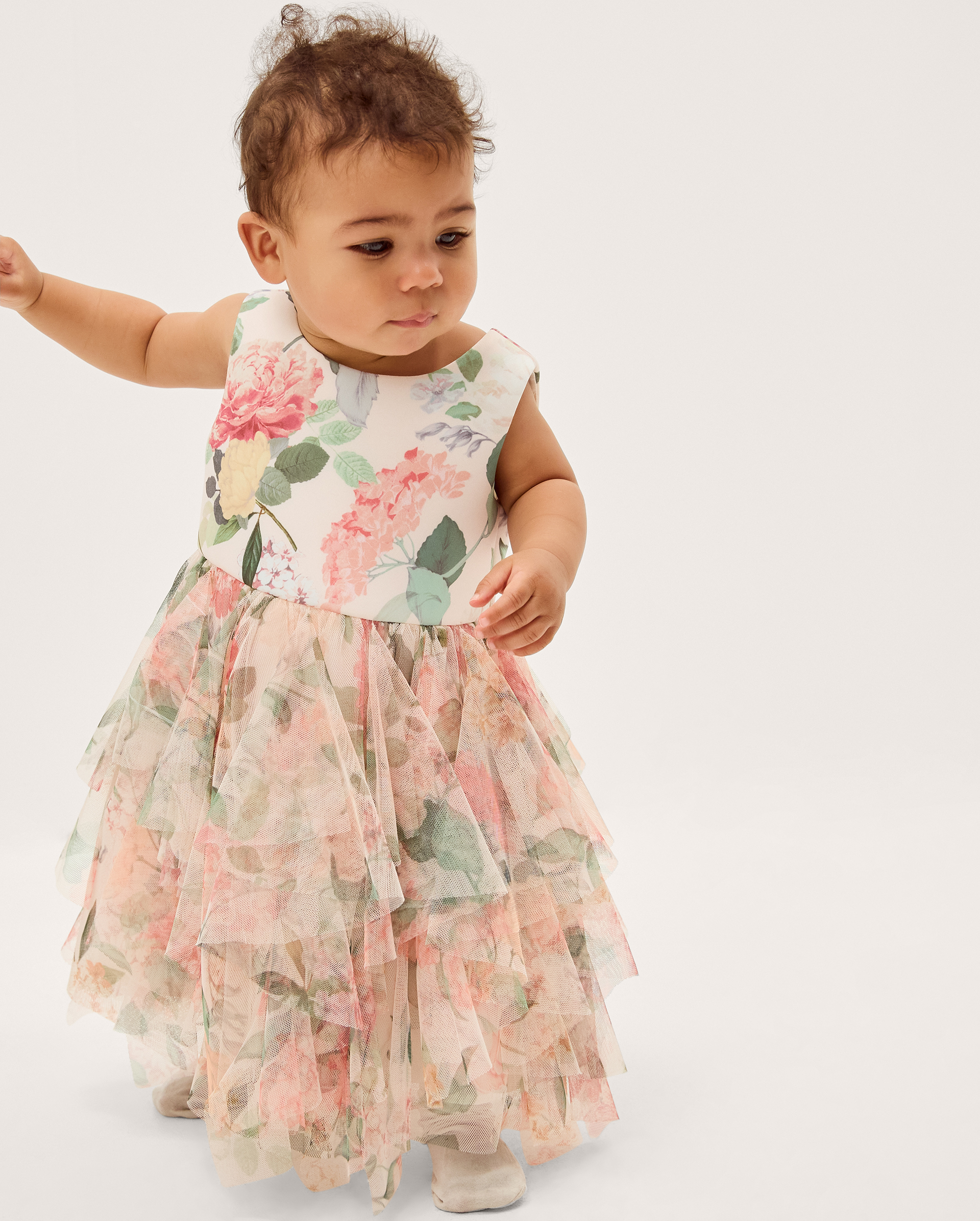 Baby Agnes Floral Print Ruffle Tier Dress Multi