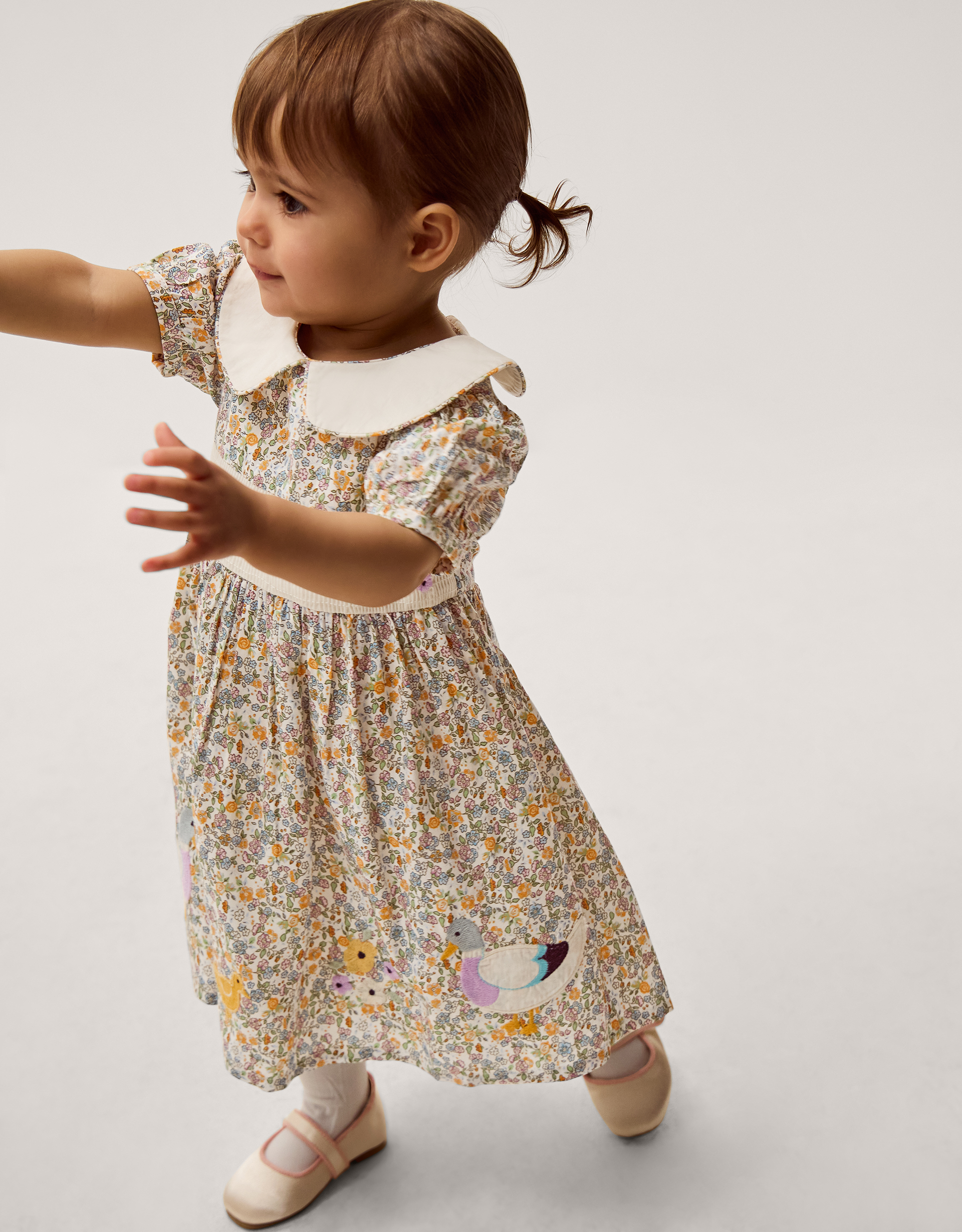 Baby Darcie Duck Smocked Dress & Knickers Set Yellow