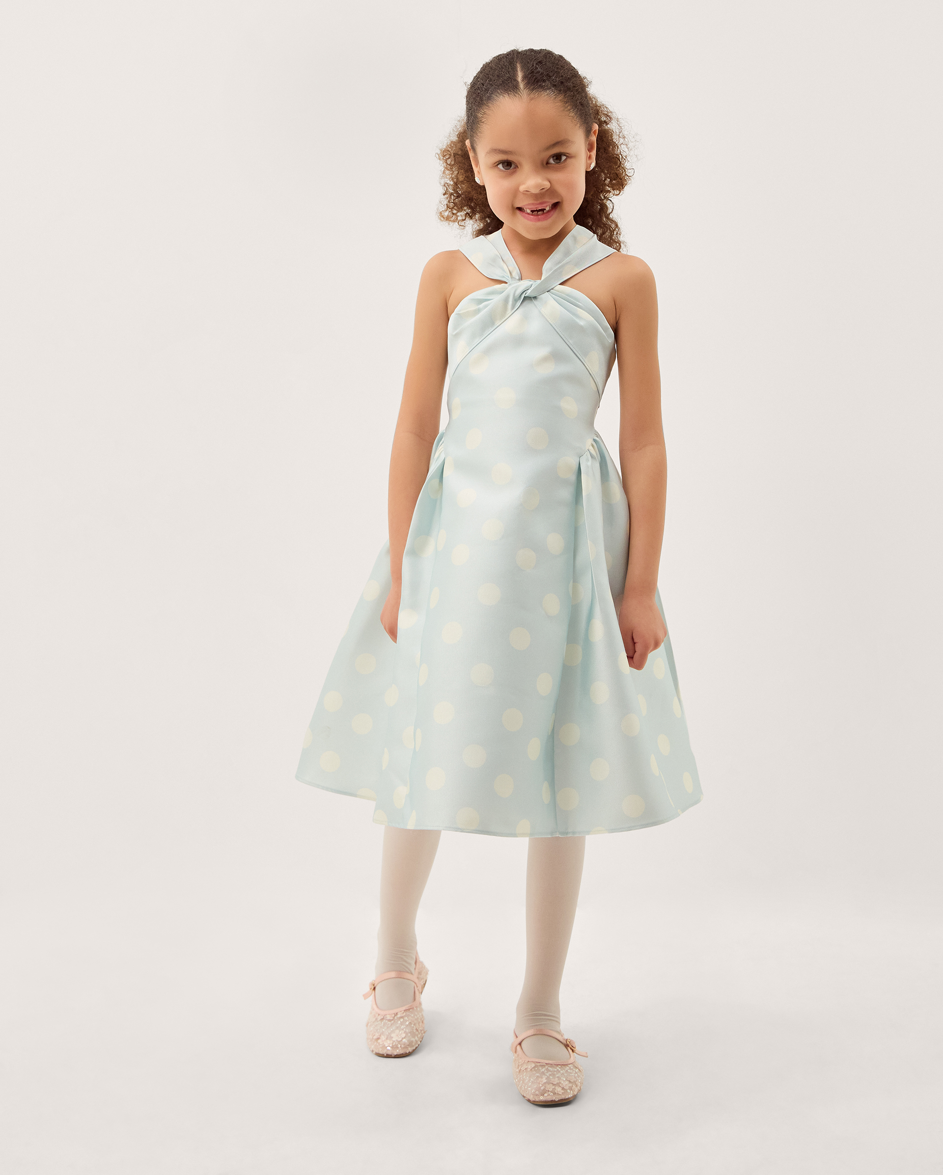 Marney Polka Dot Party Dress Blue
