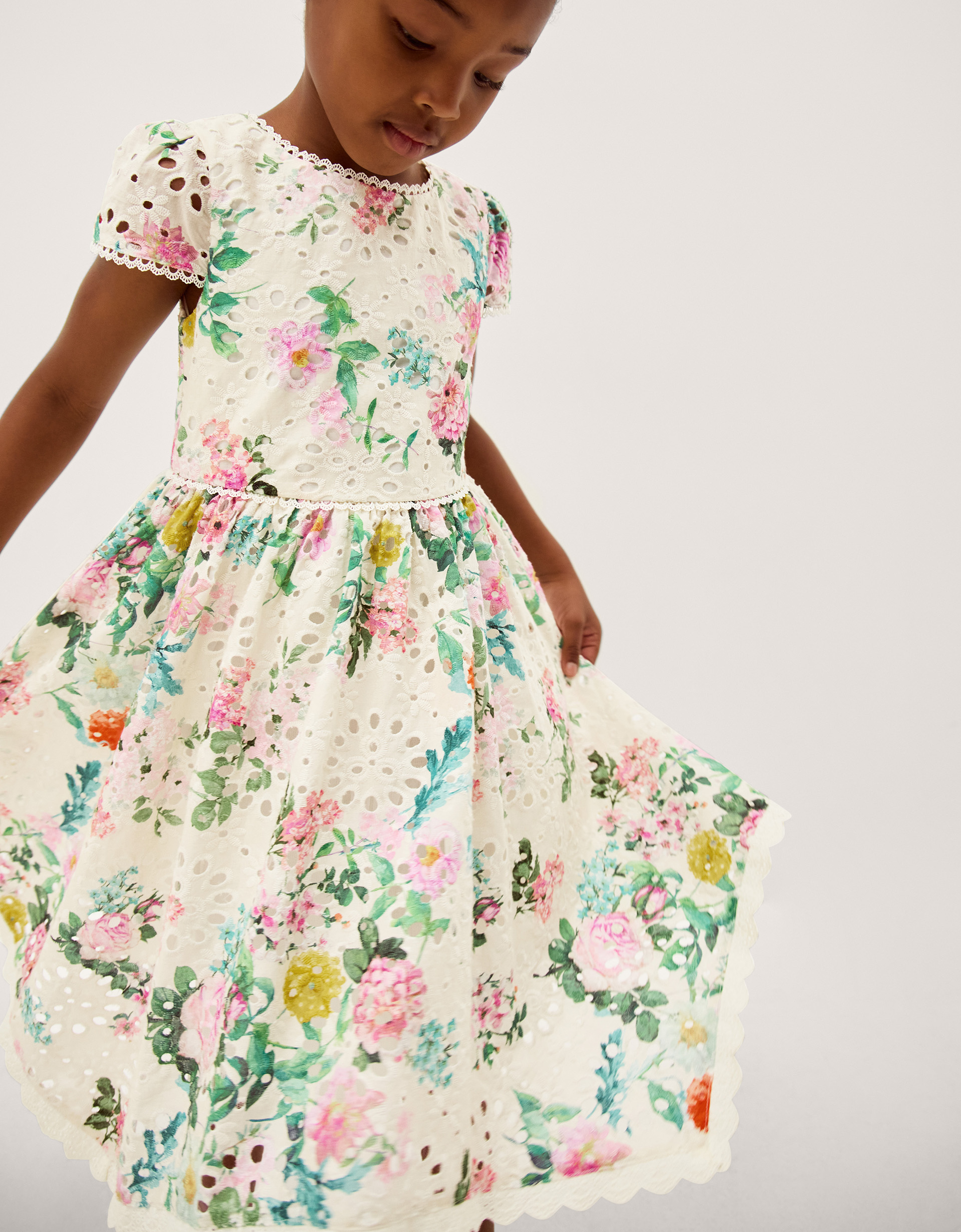 Khia Floral Broderie Party Dress Multi