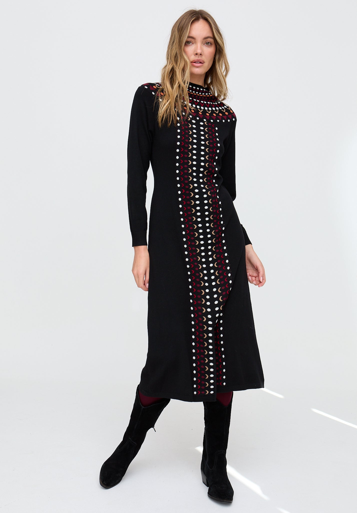 Jethro Geometric Printed Maxi Dress In Black