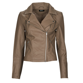 Only ONLGEMMA FAUX LEATHER BIKER women's Leather jacket in Brown