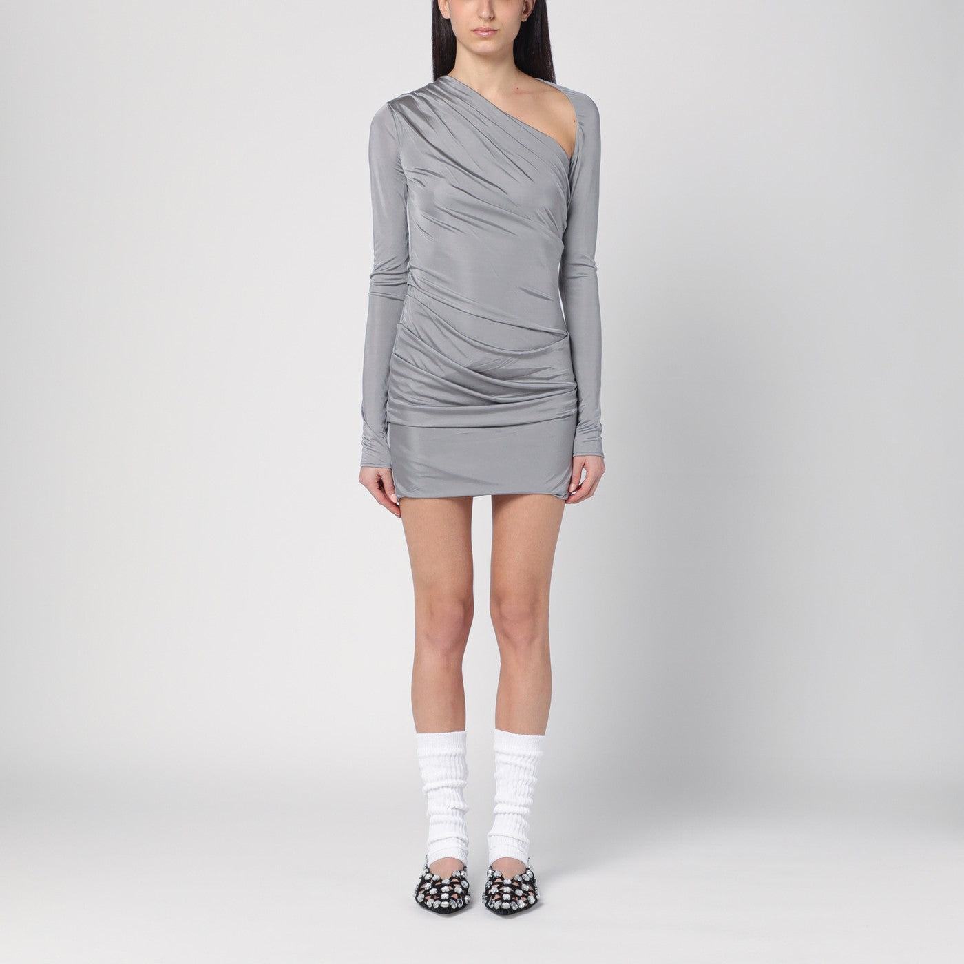 Draped grey mini dress