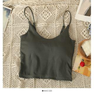 Plain V-Neck Cami Top with Pad in Colors Dark Gray