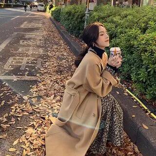 Plain Button-Up Long Coat Camel