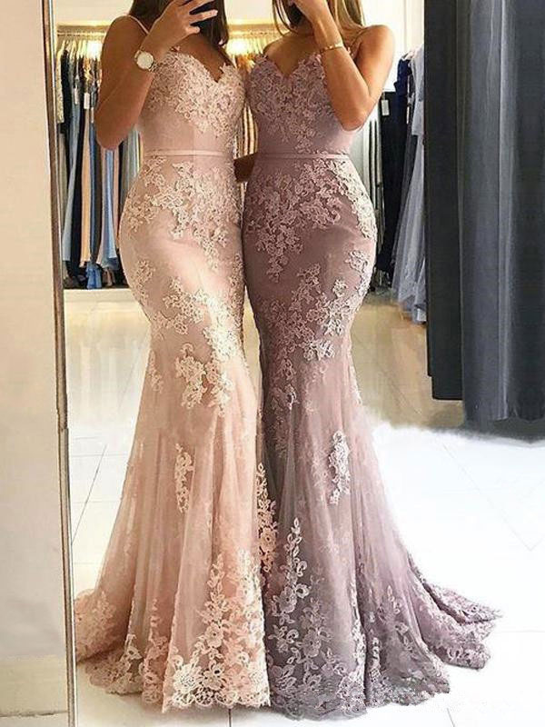 Evening Dress Mermaid V Neck Satin Fabric Applique Formal Party Dresses With Train