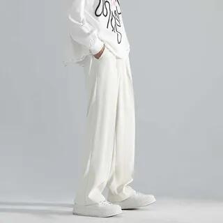 High Waist Plain Wide Leg Dress Pants Off-White