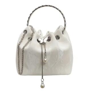 Butterfly Accent Bucket Bag Handbag - Off-White