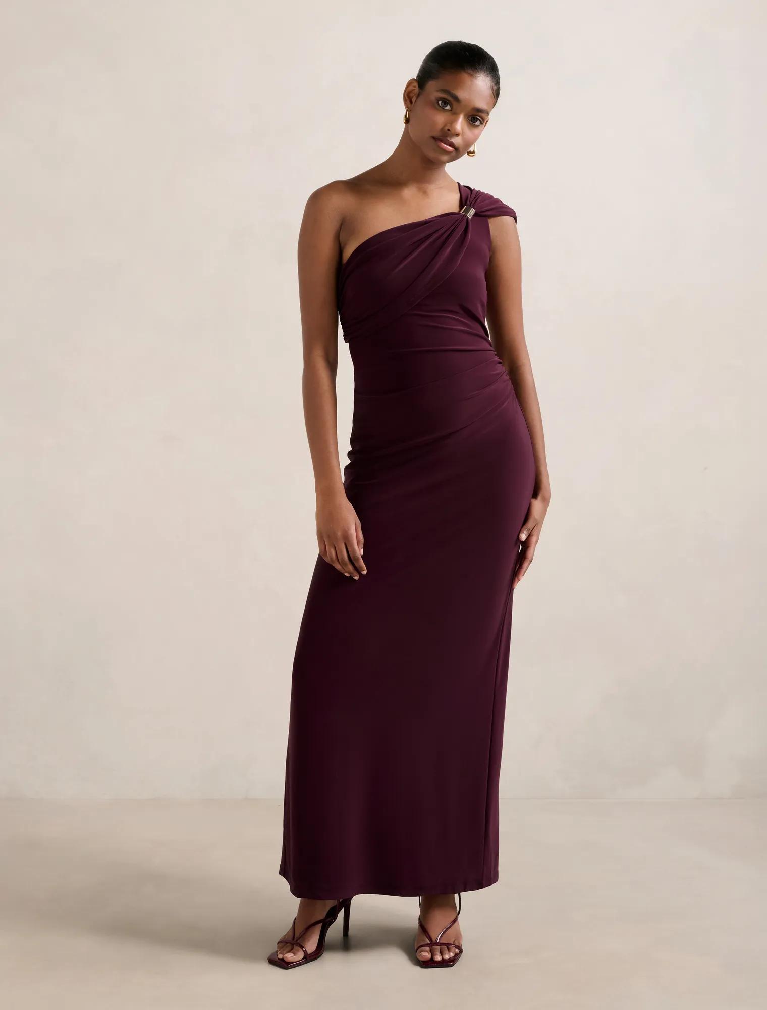 Forever New Women's Robyn Petite Jersey Maxi Dress in Winetasting, Size PolyesterElastanePolyester