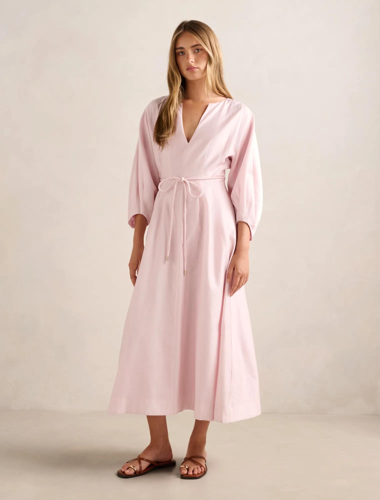 Forever New Women's Scarlett Cocoon Sleeve Midi Dress in Mauve Chalk, Size LyocellAcetatePolyester