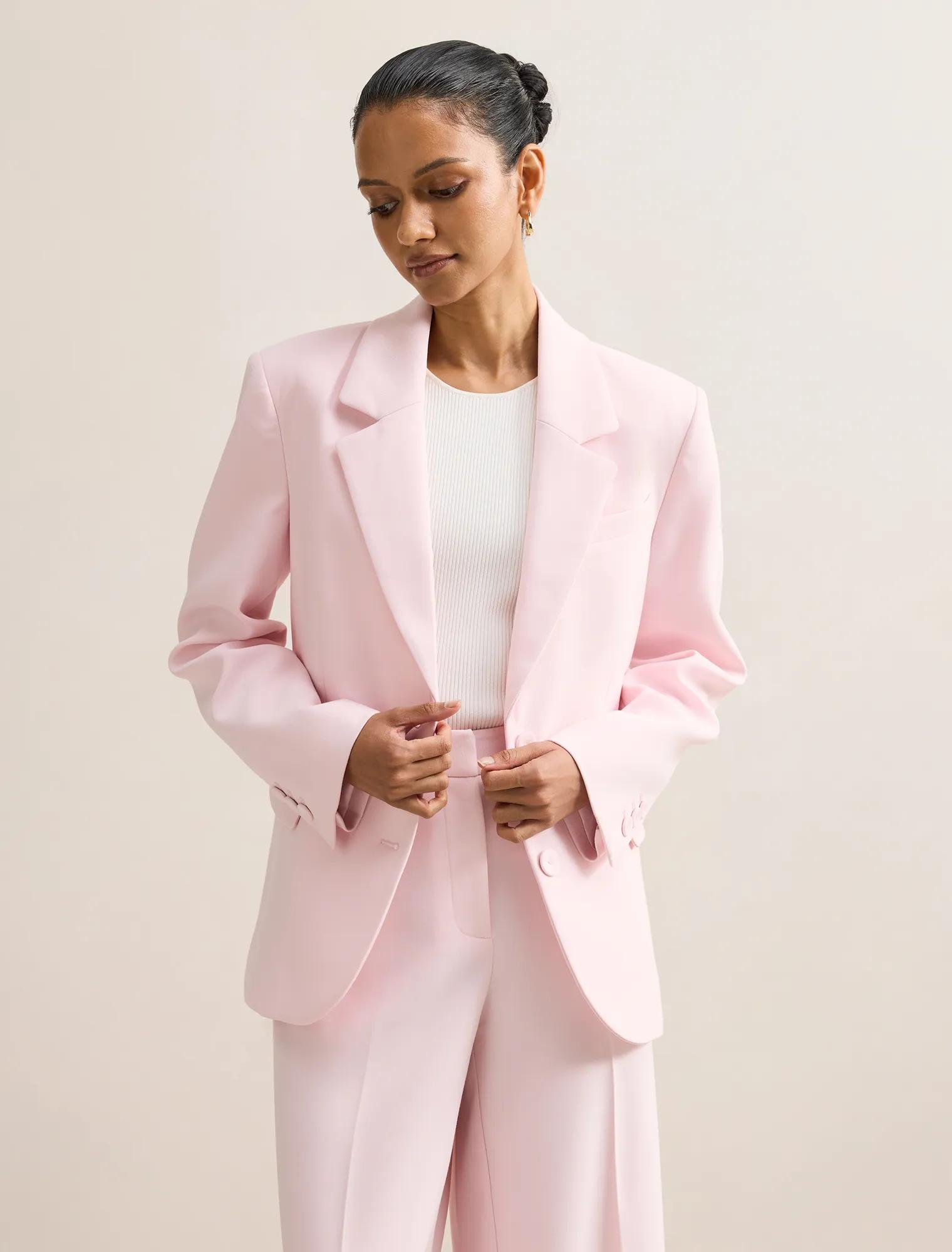 Forever New Women's Veda Petite Single Breasted Blazer Jacket in Cherry Blossom Suit, Size PolyesterViscoseElastane